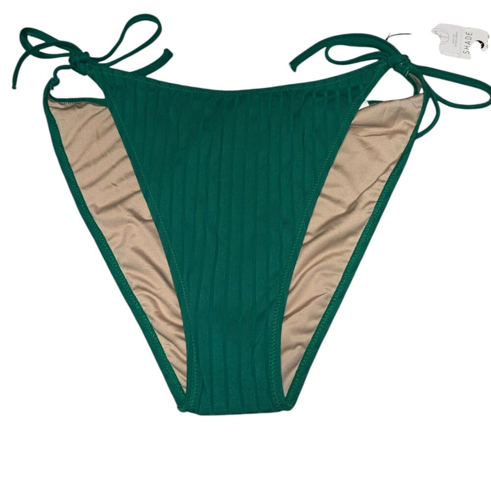 Emerald Green Ribbed Side Tie Bikini Bottom Women's Size XL Swim Bottom NWT